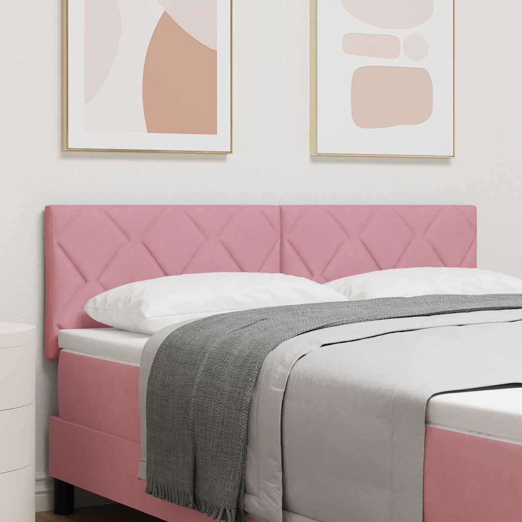 LED Kopfteil mit LED -Streifenleuchten Manuell Rosa 144 cm Samt