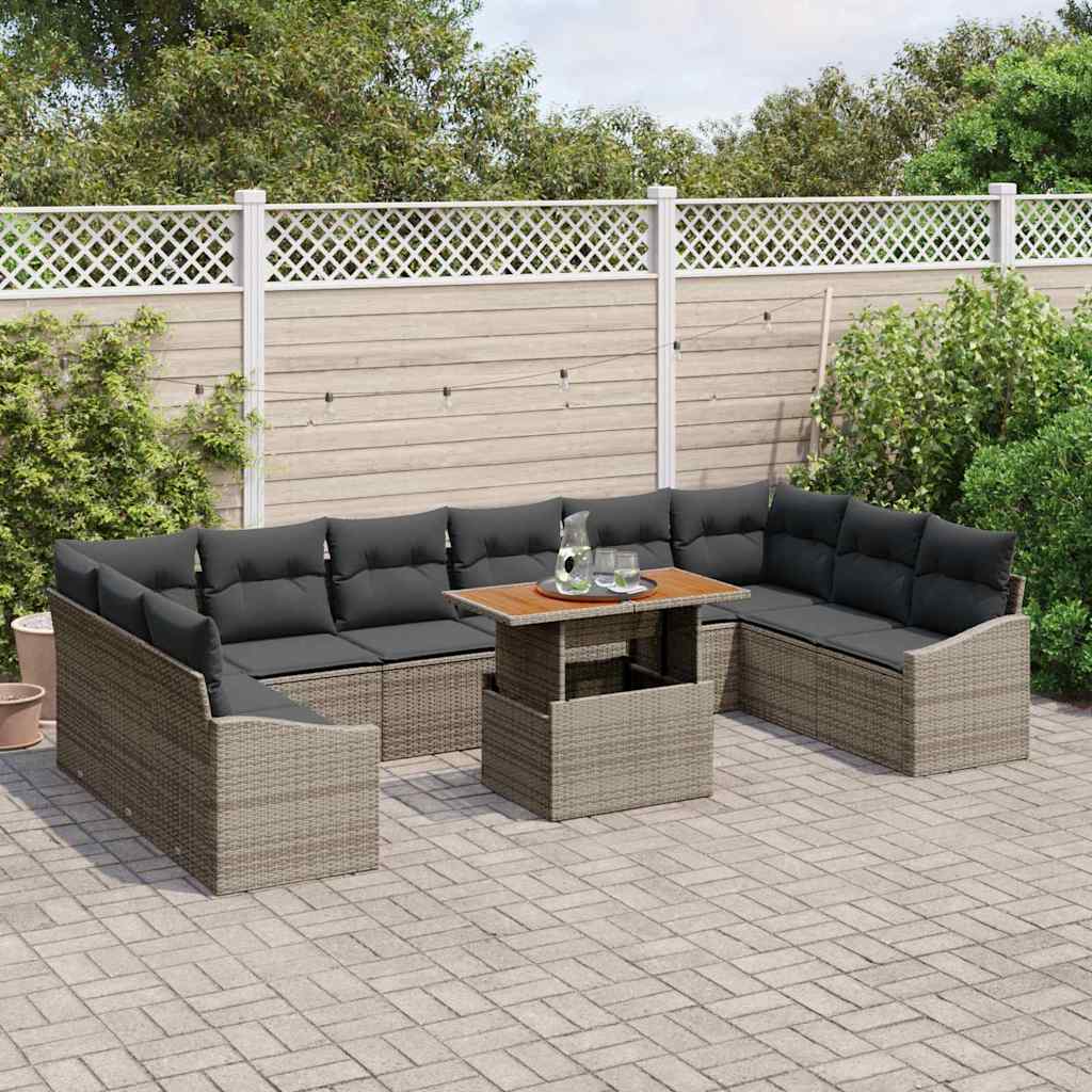 Garten Essgruppe mit Kissen 11 pcs Grau, Braun 100 x 55 x 73 cm