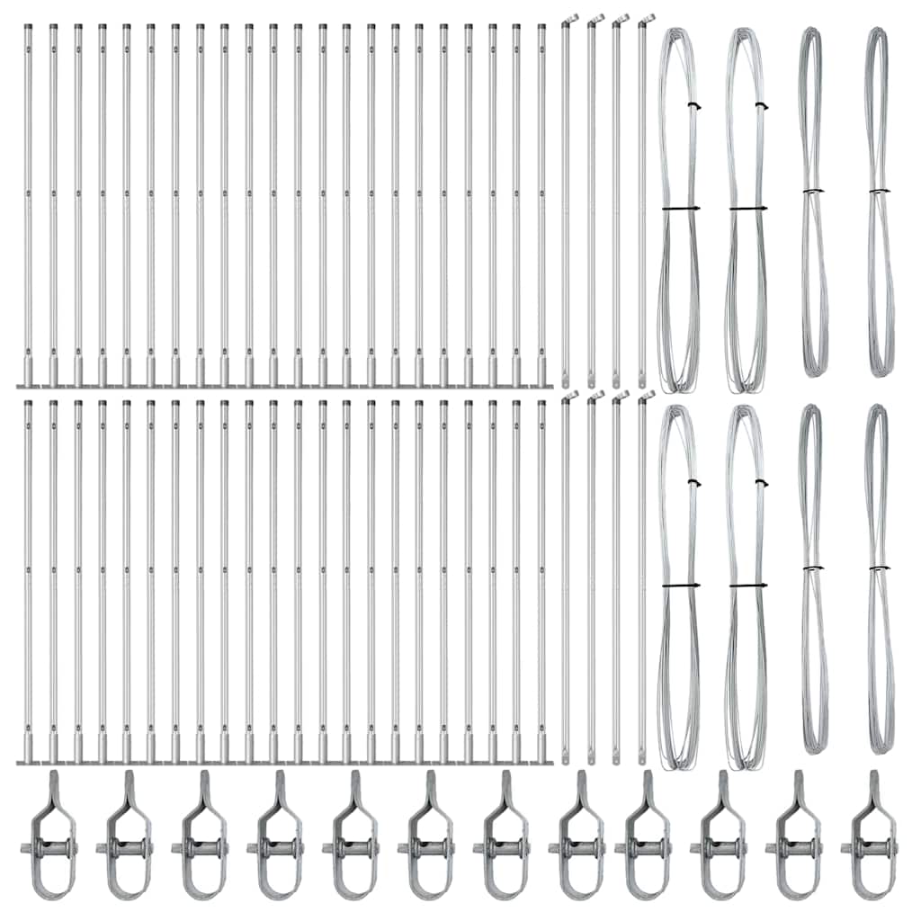 Zaunpfosten 52 pcs Silber 3.2 x 3.2 x 83.5 cm Stahl
