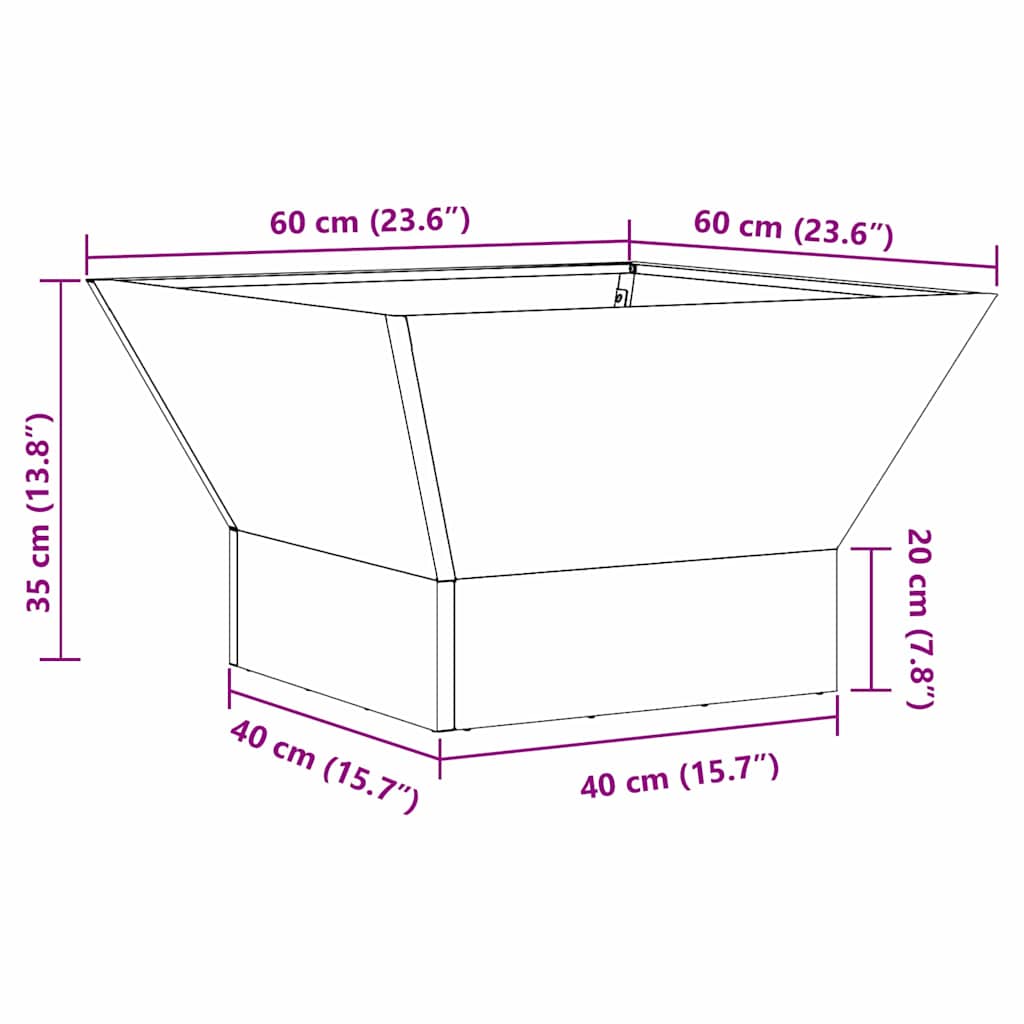 Feuerplatz Schwarz 60 x 60 x 35 cm Stahl