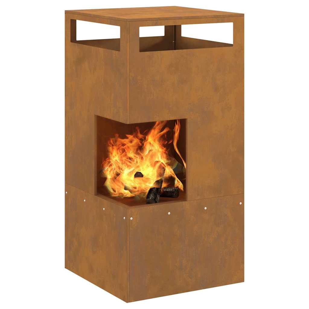 Feuerplatz Braun 50 x 50 x 100 cm Witterungsbeständiger Stahl