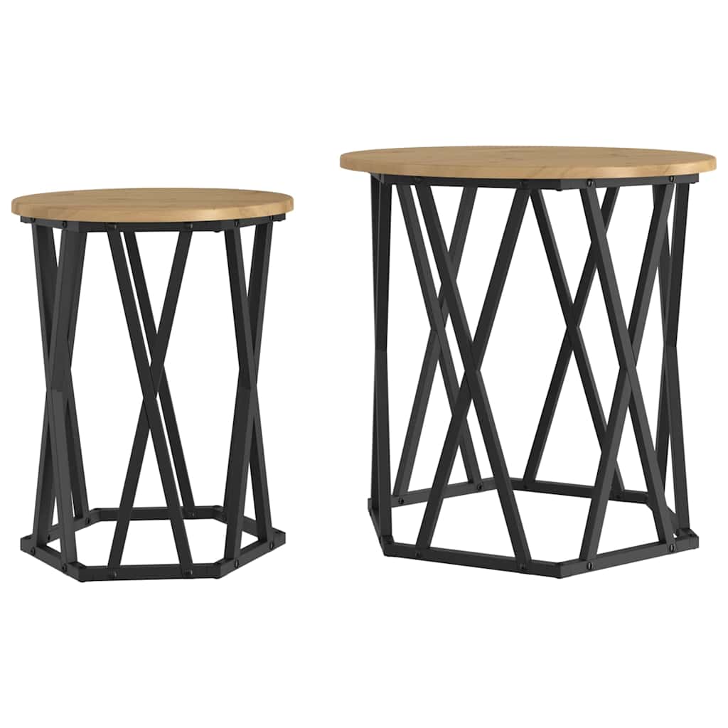 Couchtisch 2 pcs Eiche handwerklich 50 x 50 x 50 cm