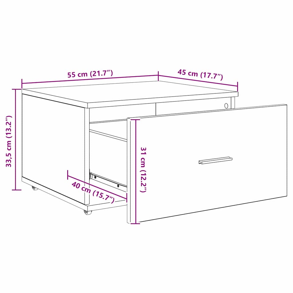 Schubladenschrank Schwarz 55 x 45 x 33,5 cm Holzwerkstoff