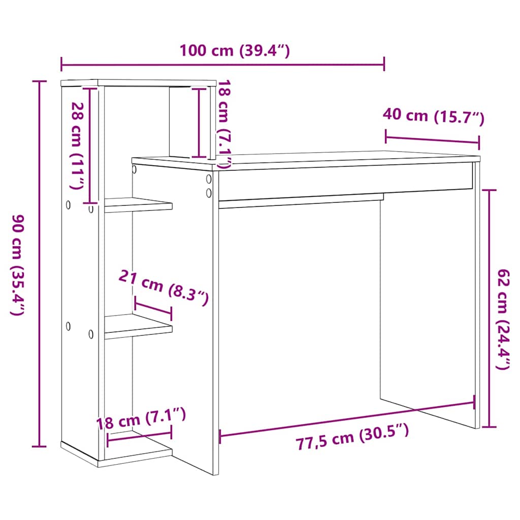 Schreibtisch Sonoma Eiche 100 x 40 x 90 cm Holzwerkstoff