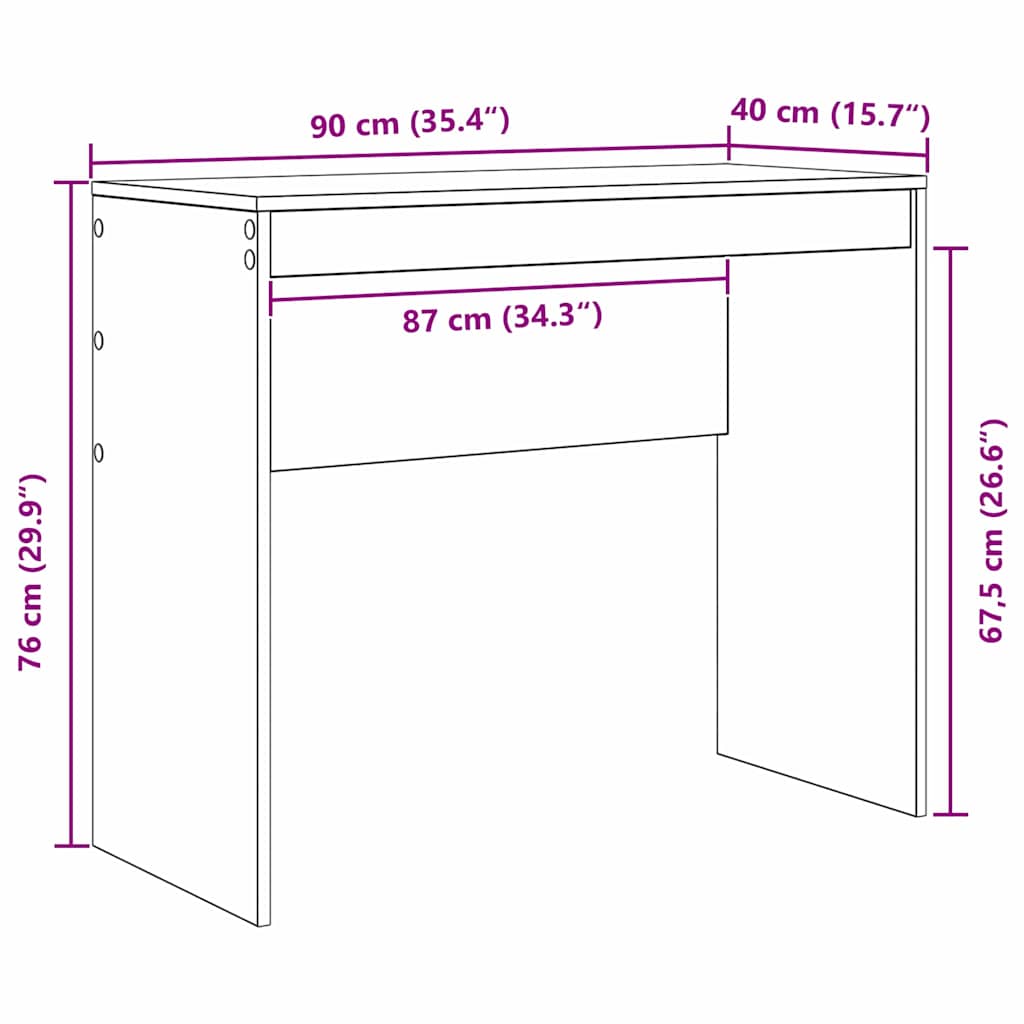 Schreibtisch Grau Sonoma 90 x 40 x 76 cm Holzwerkstoff