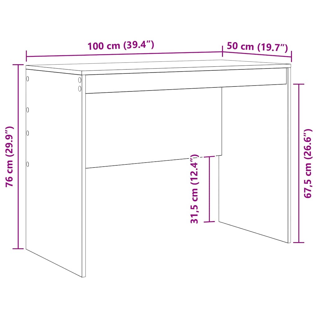 Schreibtisch Räuchereiche 100 x 50 x 76 cm Holzwerkstoff