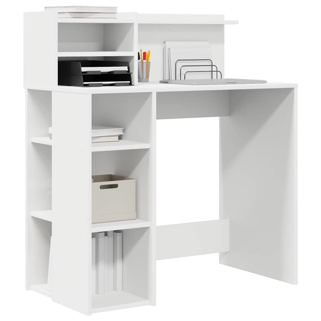 Schreibtisch mit Stauraum Weiß 90 x 48 x 101,5 cm Holzwerkstoff
