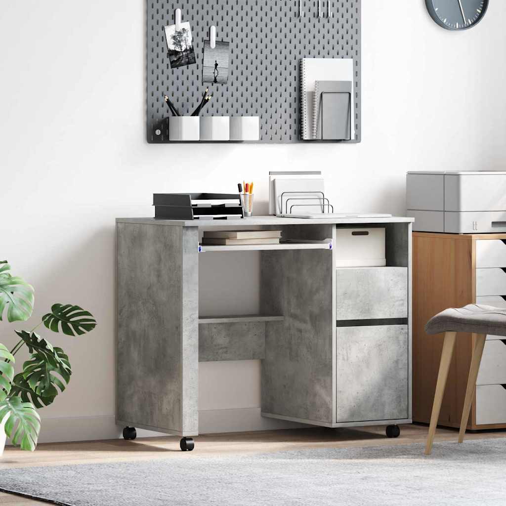 Tisch mit Rollen Beton Eiche 91 x 50 x 77 cm Holzwerkstoff