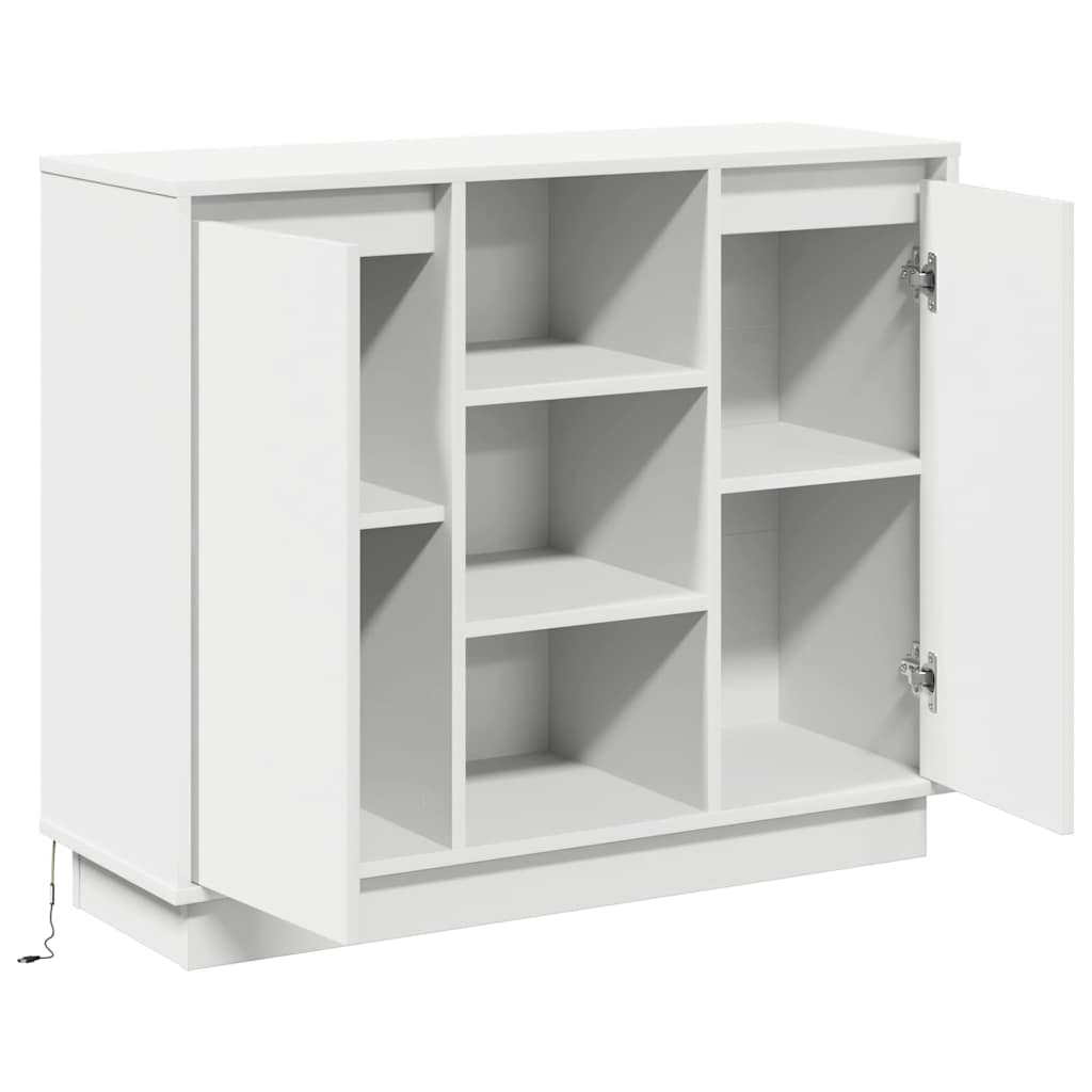 Sideboard mit Regal mit Tür Weiß 90 x 32 x 75 cm Holzwerkstoff