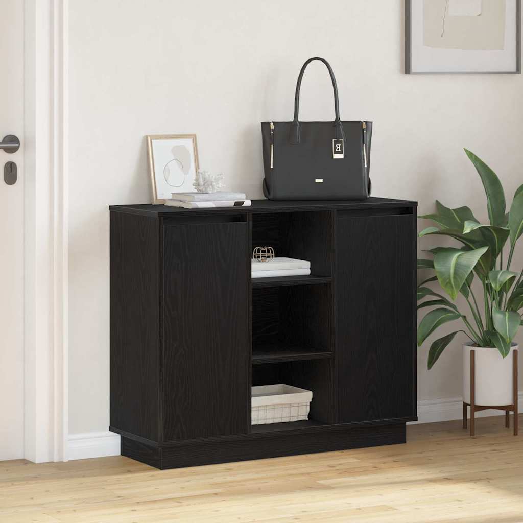 Sideboard mit Tür Schwarze Eiche 90 x 32 x 75 cm Holzwerkstoff