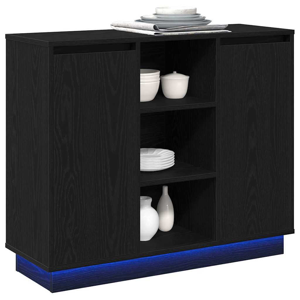 Sideboard mit Tür Schwarze Eiche 90 x 32 x 75 cm Holzwerkstoff