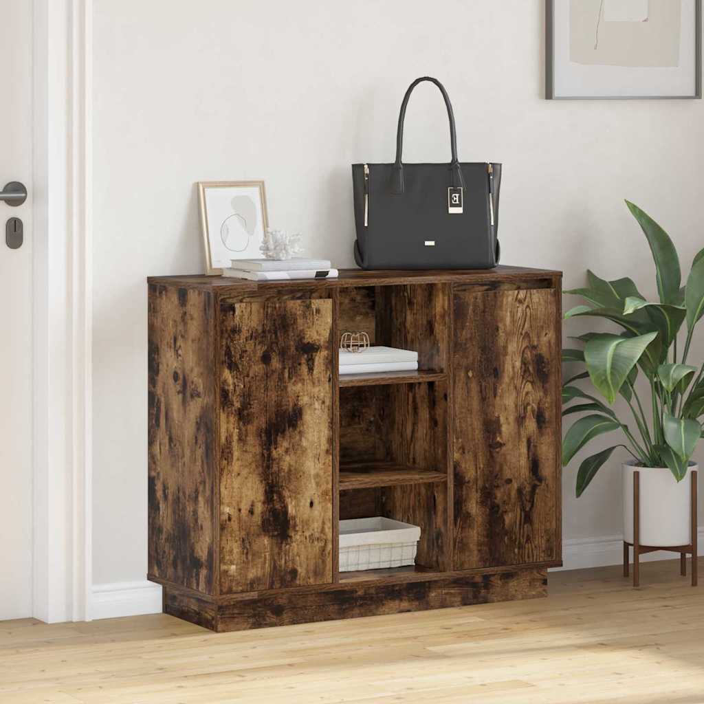 Sideboard Geräucherte Eiche 90 x 32 x 75 cm Holzwerkstoff