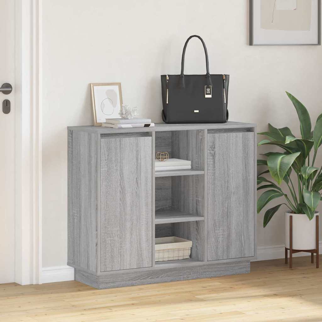 Sideboard mit Regal Graues Sonoma 90 x 32 x 75 cm Holzwerkstoff