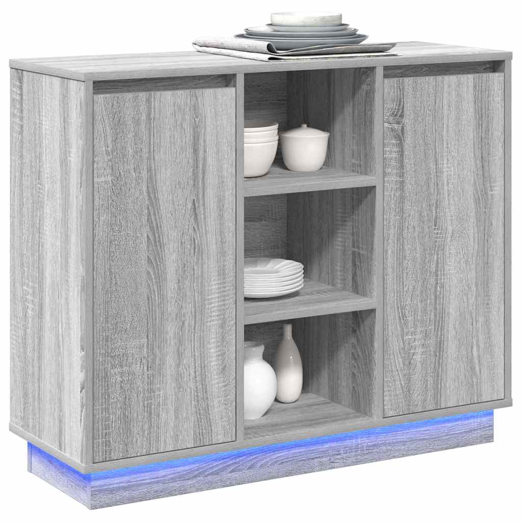 Sideboard mit Regal Graues Sonoma 90 x 32 x 75 cm Holzwerkstoff