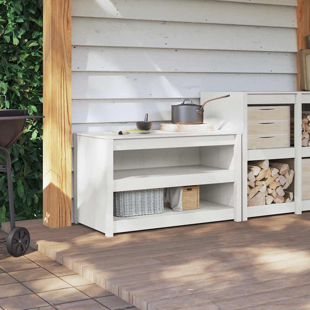 Küchenschrank mit Regal Weiß 106 x 55 x 64 cm Massivholz Kiefer