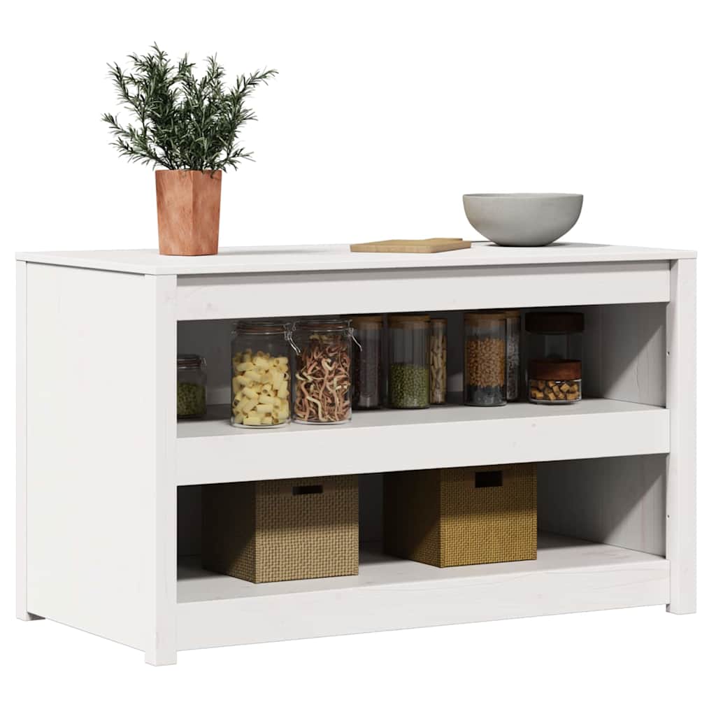 Küchenschrank mit Regal Weiß 106 x 55 x 64 cm Massivholz Kiefer