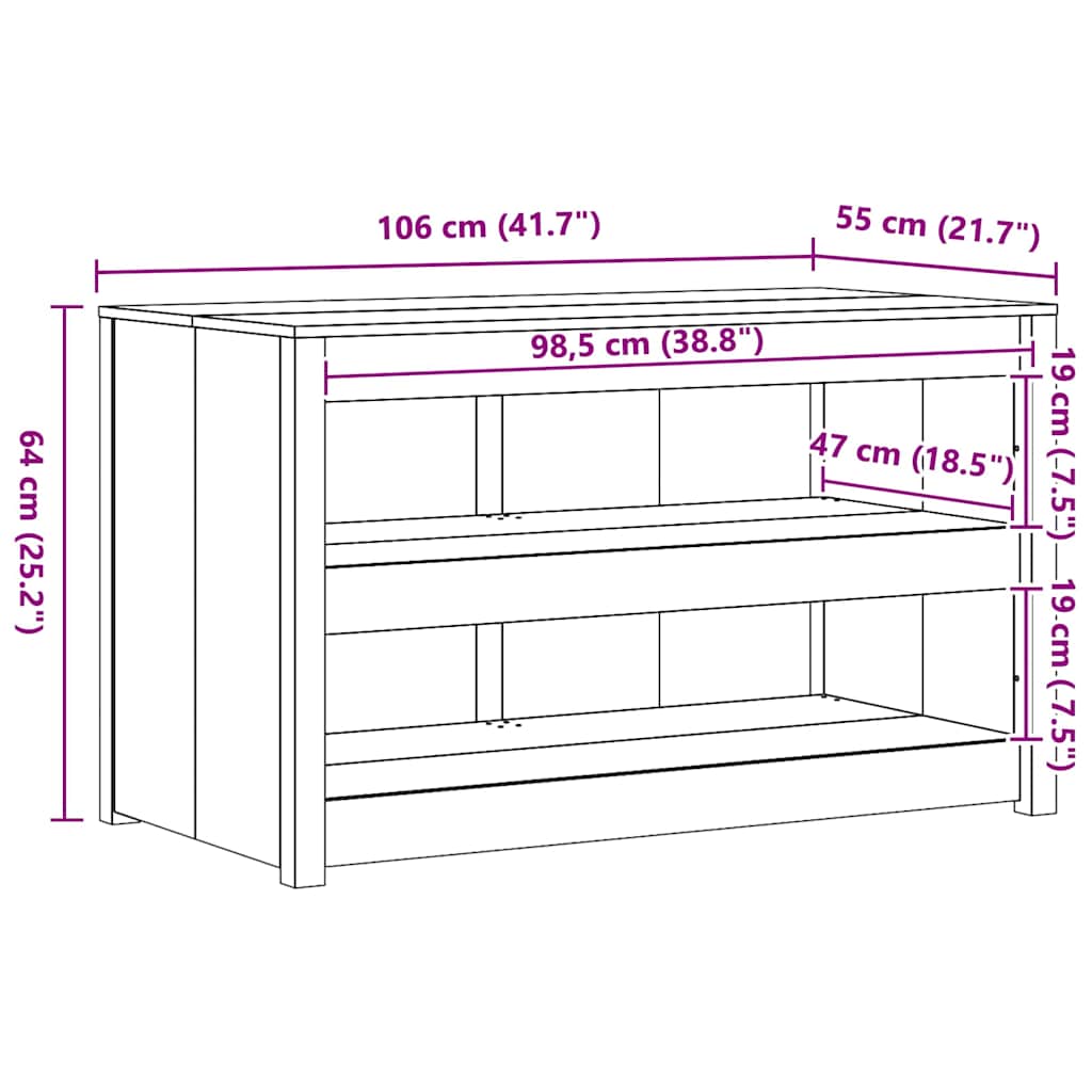 Küchenschrank mit Regal Weiß 106 x 55 x 64 cm Massivholz Kiefer