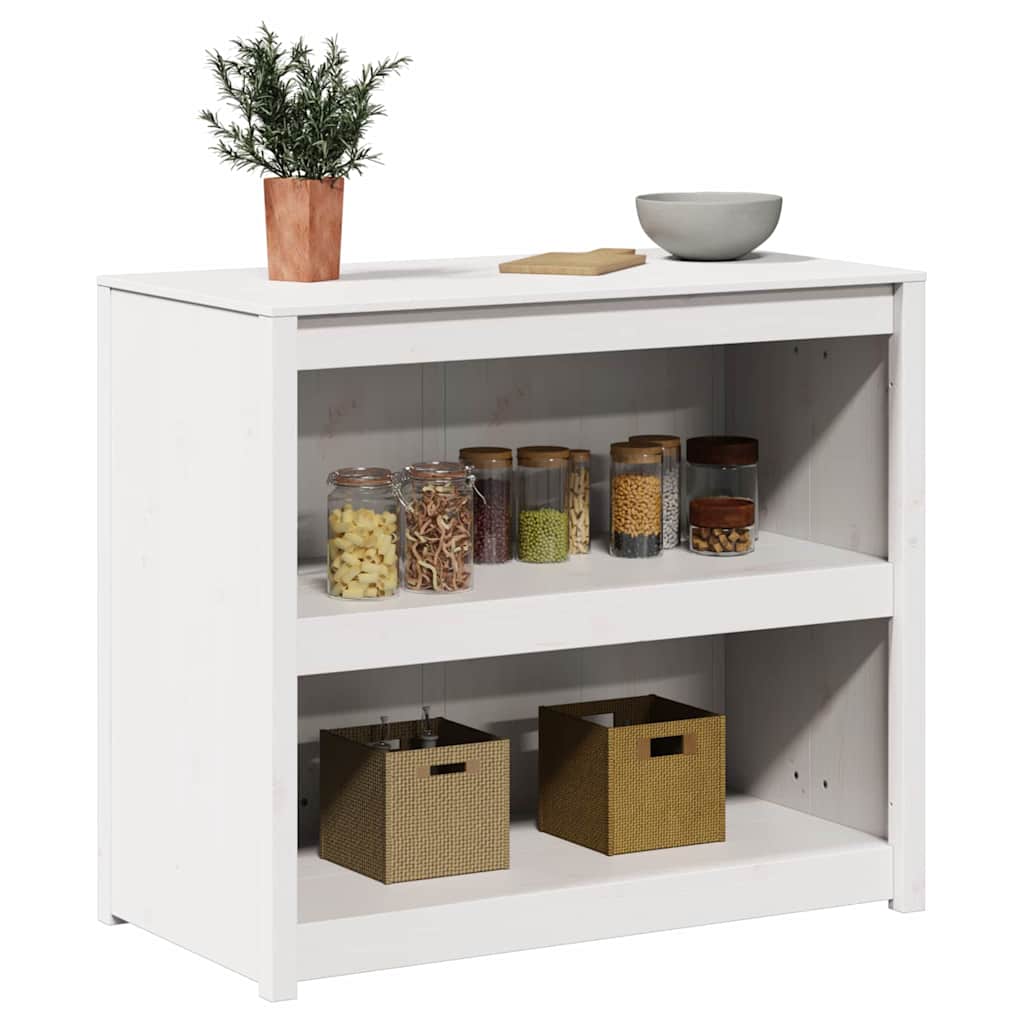 Küchenschrank mit Regal Weiß 106 x 55 x 92 cm Massivholz Kiefer