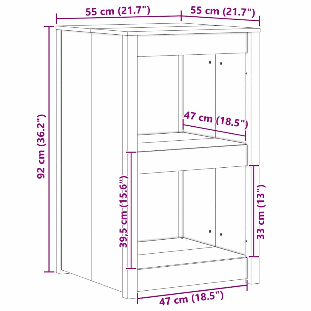 Küchenschrank mit Regal Braun 55 x 55 x 92 cm Massivholz Kiefer
