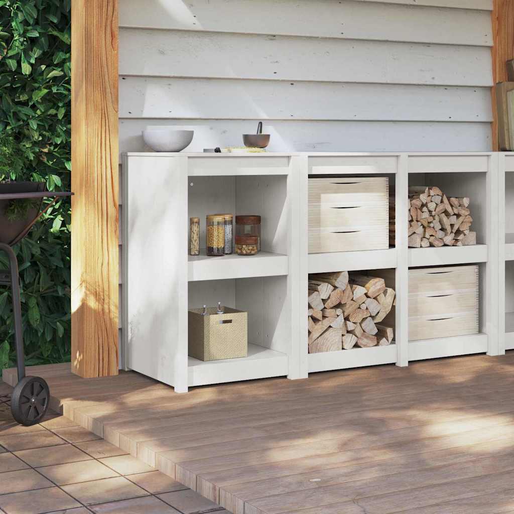 Küchenschrank mit Regal Weiß 55 x 55 x 92 cm Massivholz Kiefer