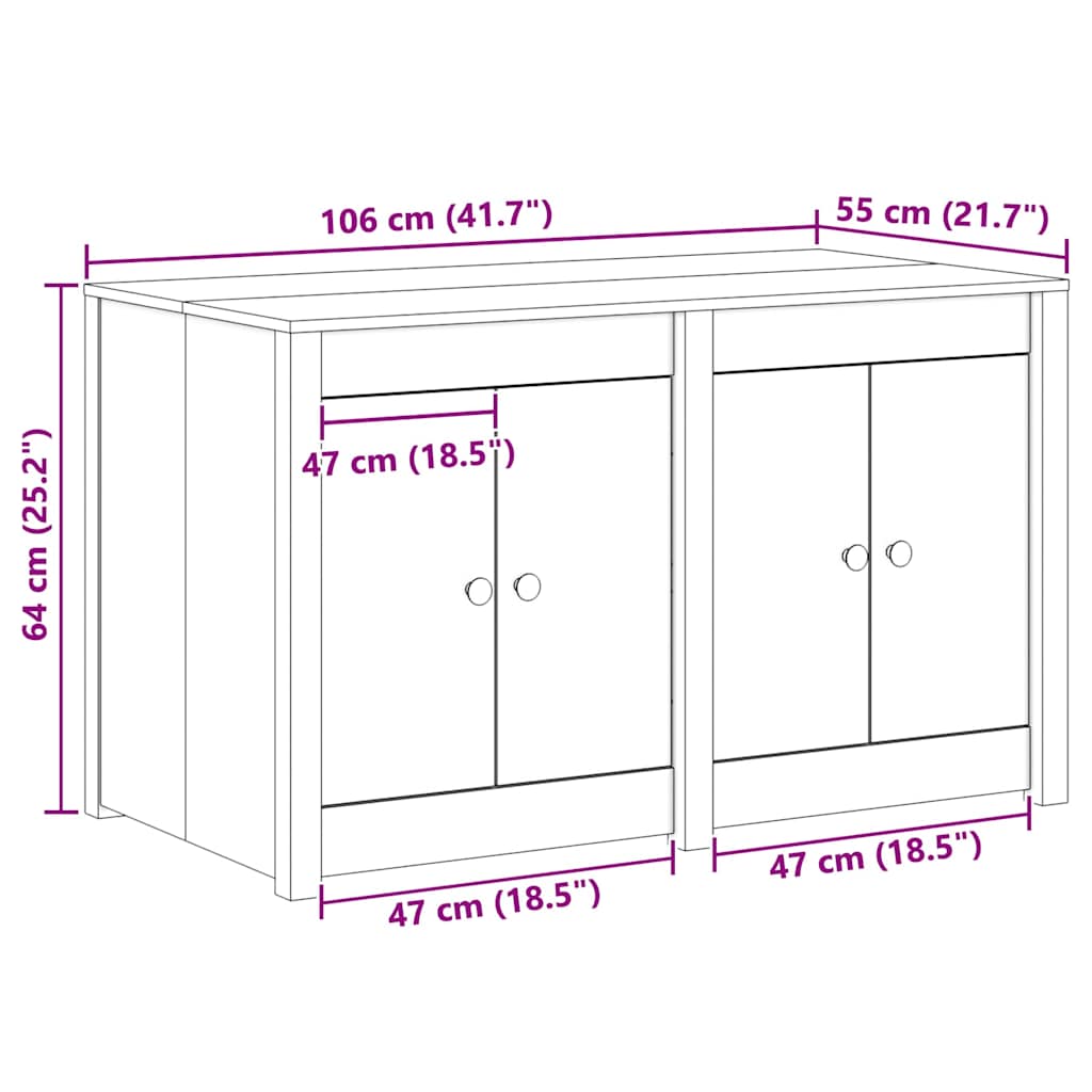 Küchenschrank mit Tür Braun 106 x 55 x 64 cm Massivholz Kiefer