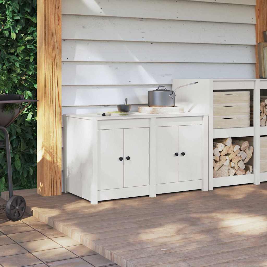 Küchenschrank mit Regal Weiß 106 x 55 x 64 cm Massivholz Kiefer