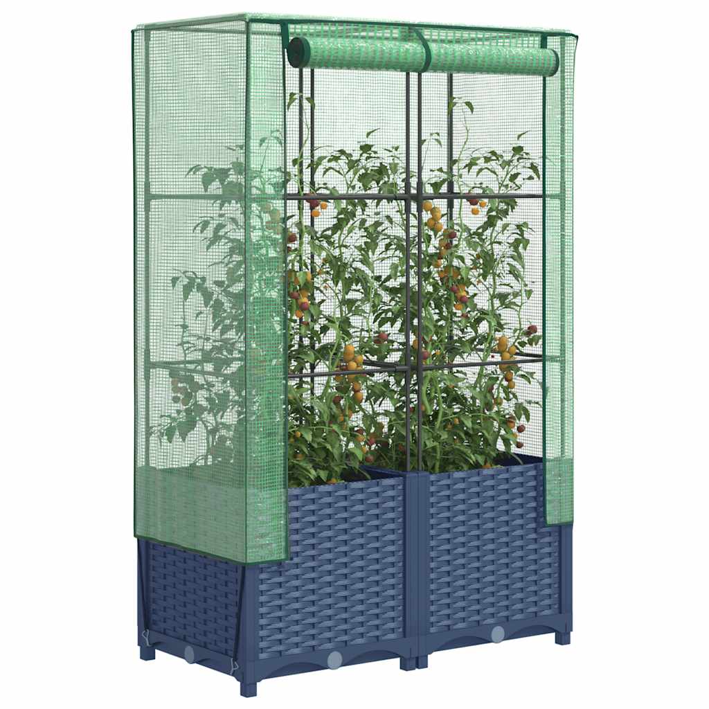 Hochbeet mit Gewächshaus-Aufsatz Rattan-Optik 80x40x138 cm