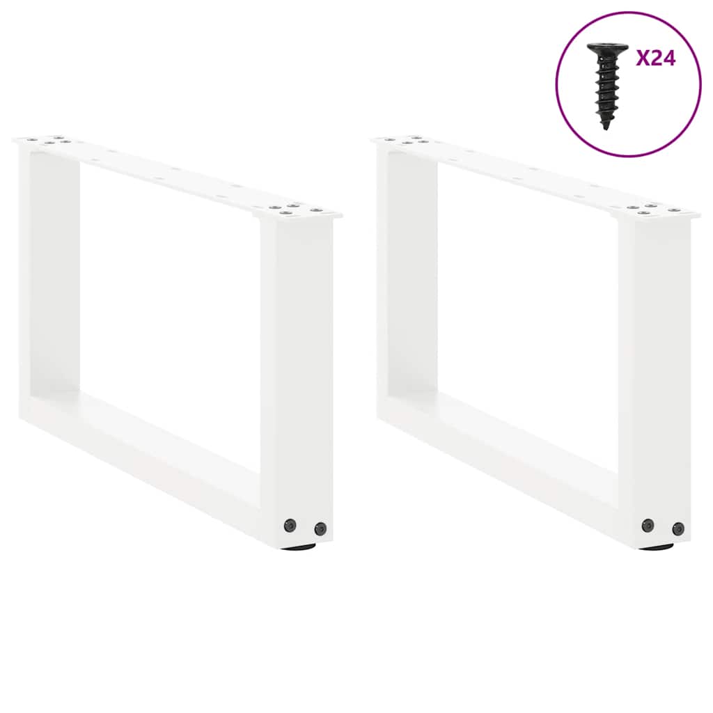 Coffee table legs U-shape 2 pcs. White 60x(30-31) cm steel