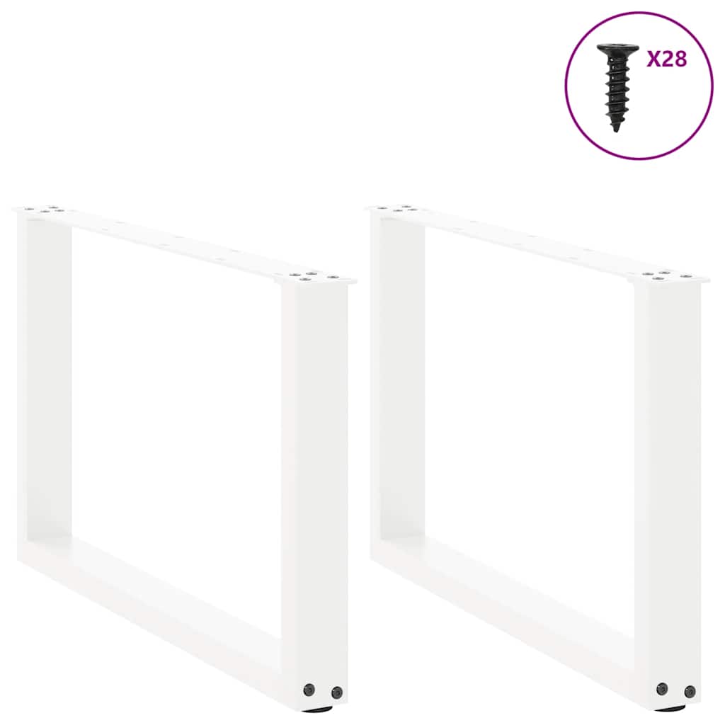 Coffee table legs U-shape 2 pcs. White 70x(42-43) cm steel
