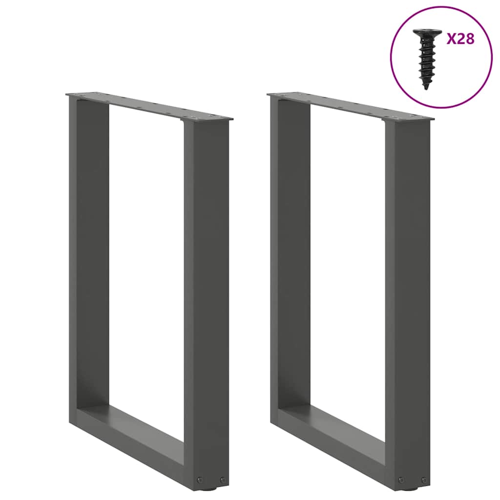 Dining table legs U-shape 2 pcs. Anthracite 70x(72-73) cm steel