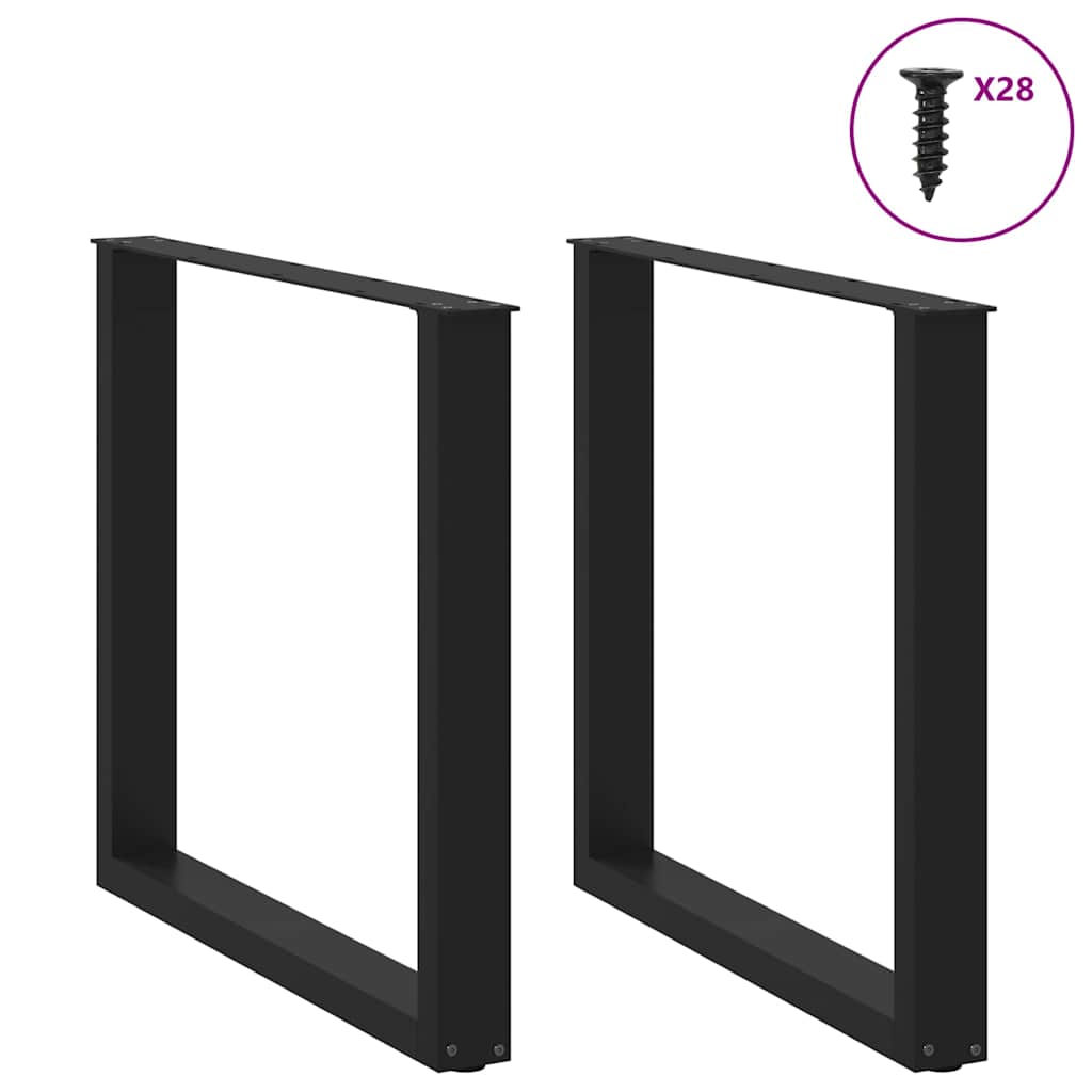 Dining table legs U-shape 2 pcs. Black 80x(72-73) cm steel