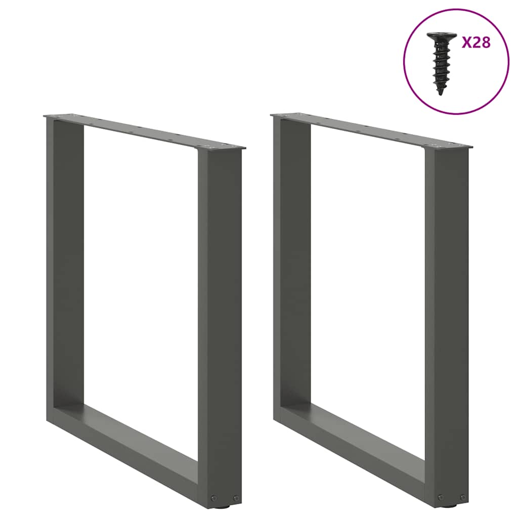 Dining table legs U-shape 2 pcs. Anthracite 80x(72-73) cm steel