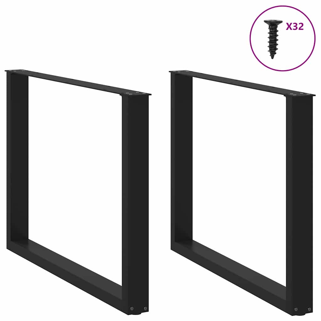 Dining table legs U-shape 2 pcs. Black 100x(72-73) cm steel