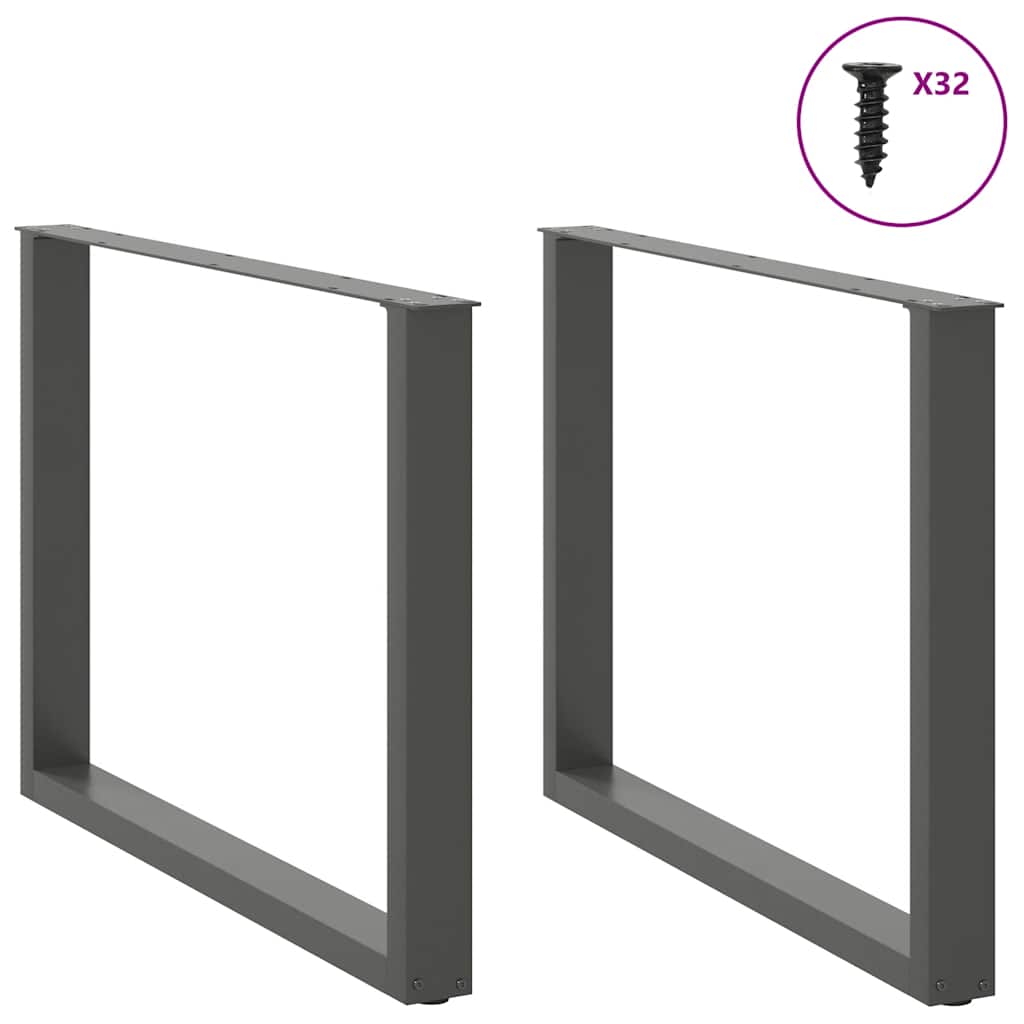 Dining table legs U-shape 2 pcs. Anthracite 100x(72-73) cm steel