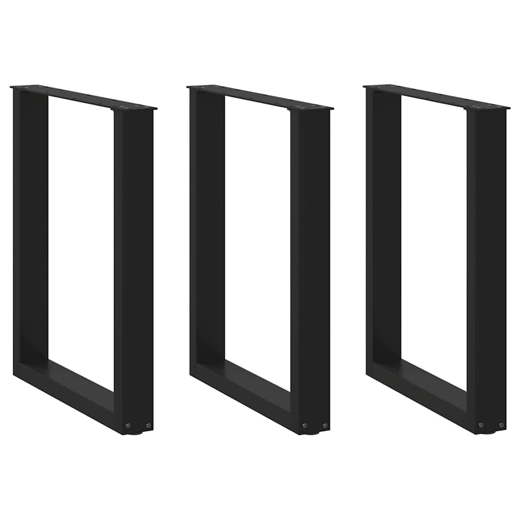 Dining table legs U-shape 3 pcs. Black 70x(72-73) cm steel