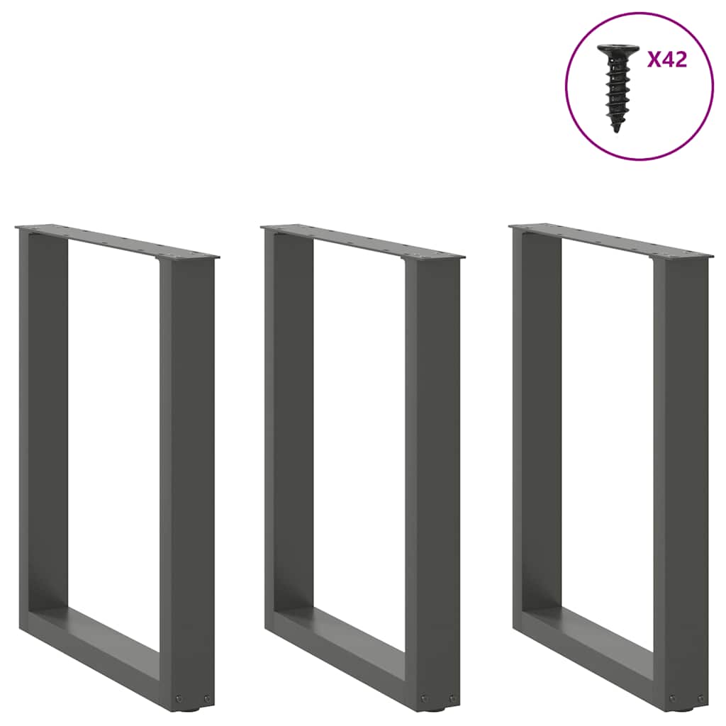 Dining table legs U-shape 3 pcs. Anthracite 70x(72-73) cm steel