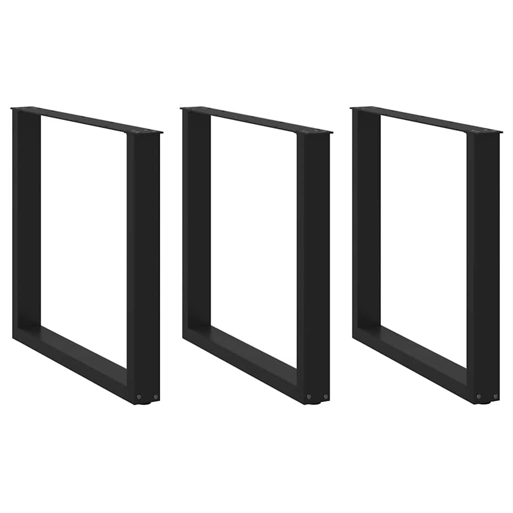 Dining table legs U-shape 3 pcs. Black 80x(72-73) cm steel