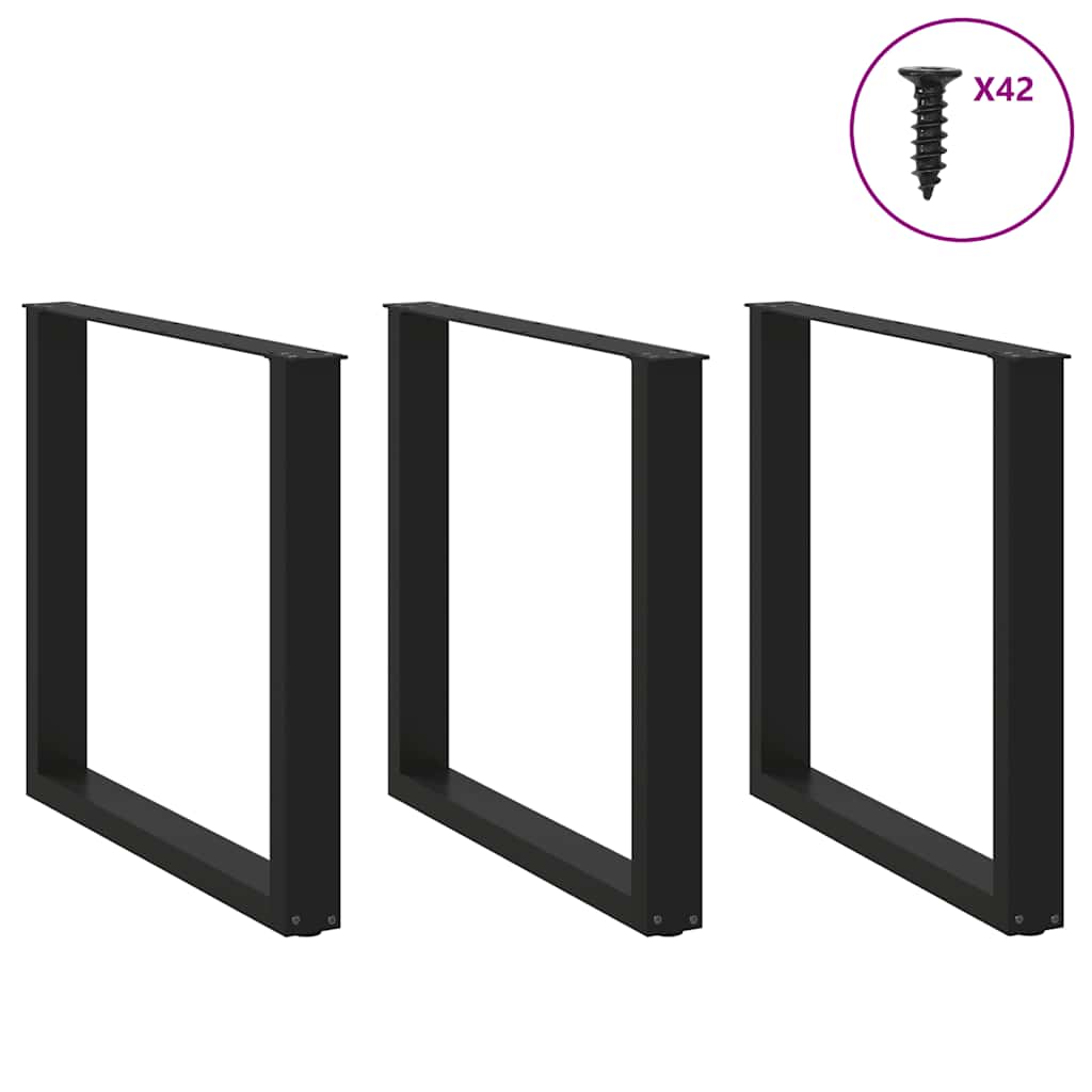 Dining table legs U-shape 3 pcs. Black 80x(72-73) cm steel