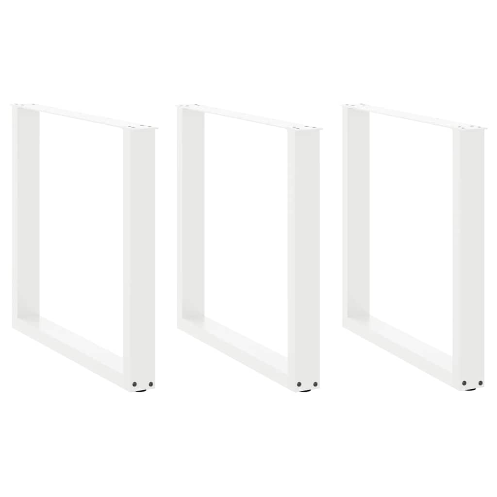 Dining table legs U-shape 3 pcs. White 80x(72-73) cm steel