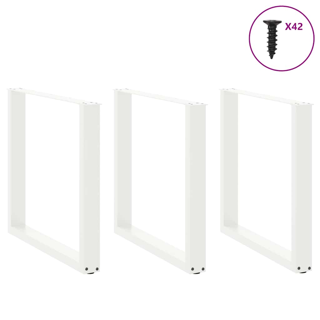 Dining table legs U-shape 3 pcs. White 80x(72-73) cm steel