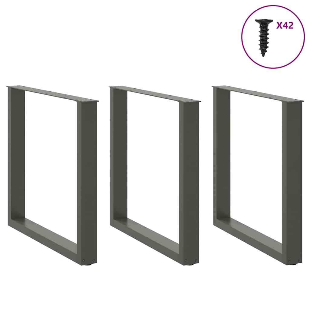 Dining table legs U-shape 3 pcs. Anthracite 80x(72-73) cm steel