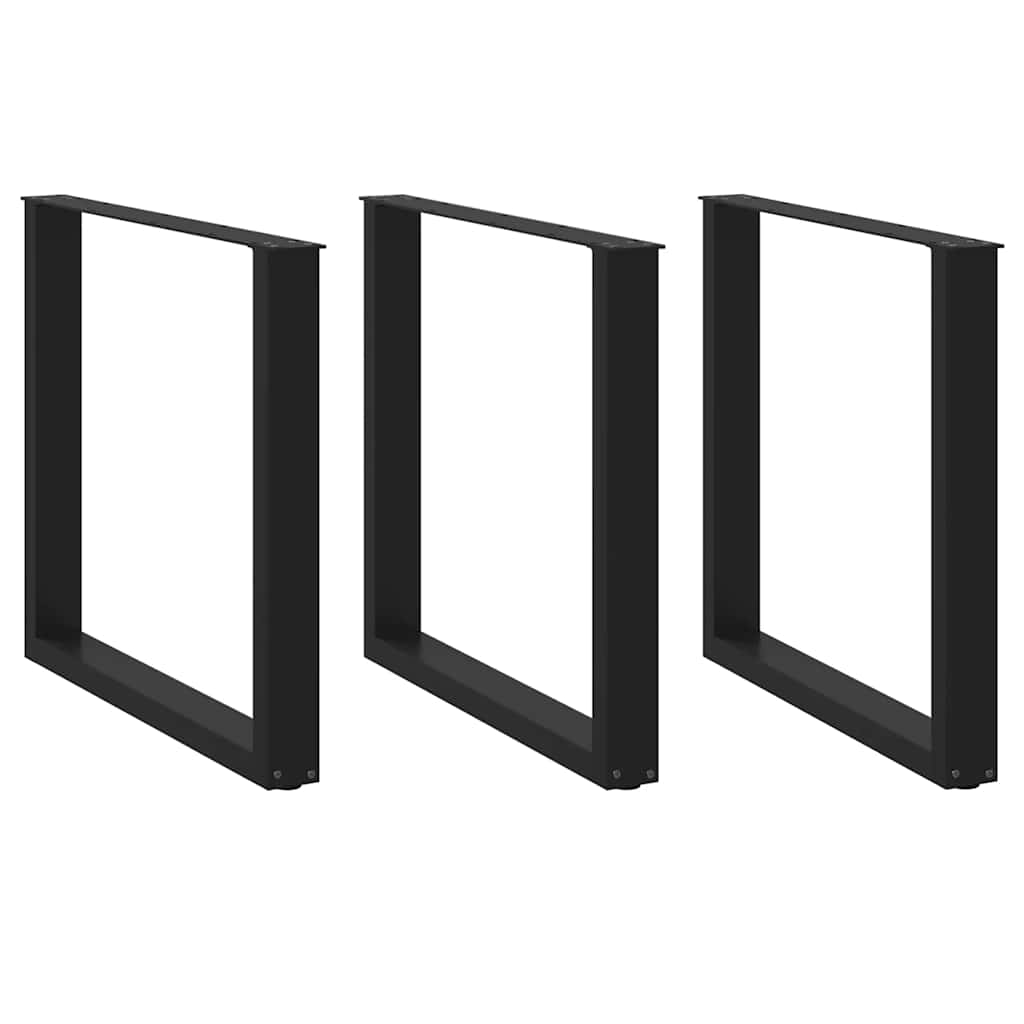 Dining table legs U-shape 3 pcs. Black 90x(72-73) cm steel