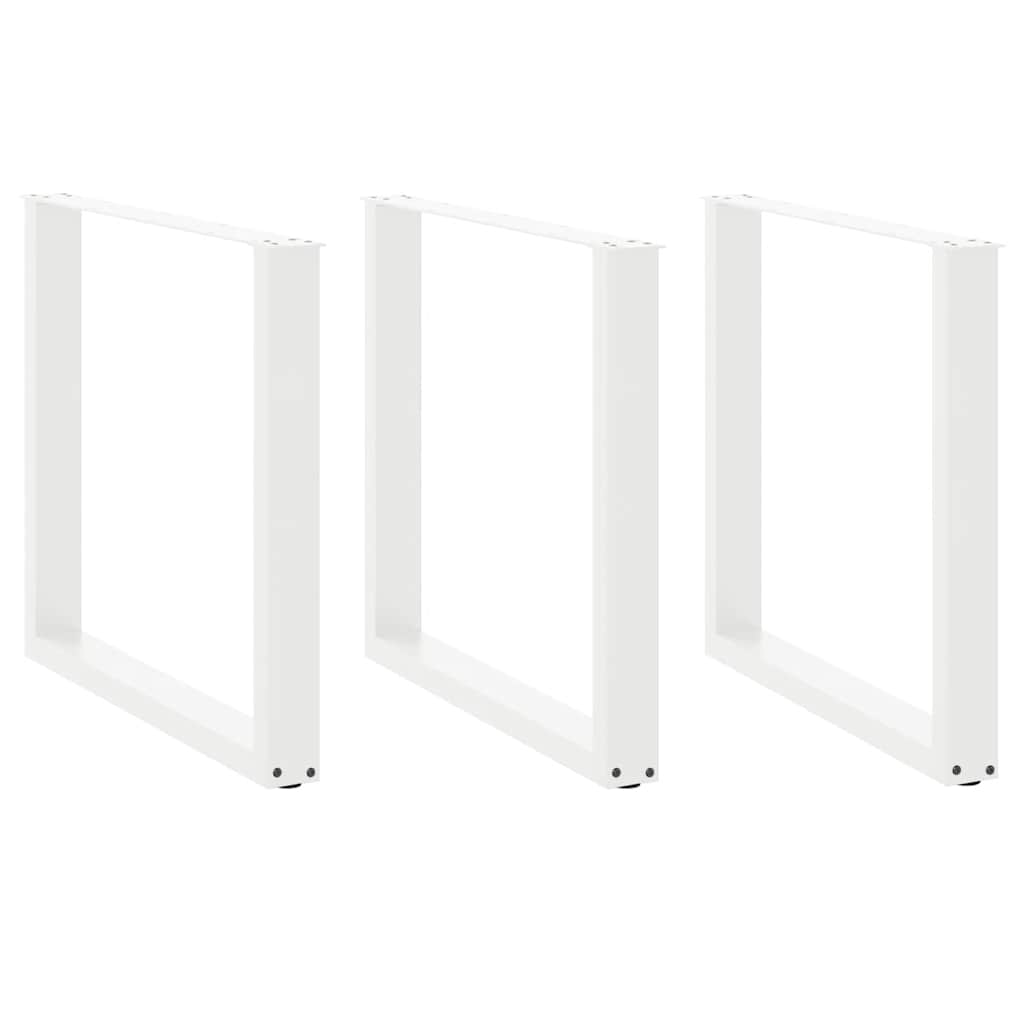 Dining table legs U-shape 3 pcs. White 90x(72-73) cm steel
