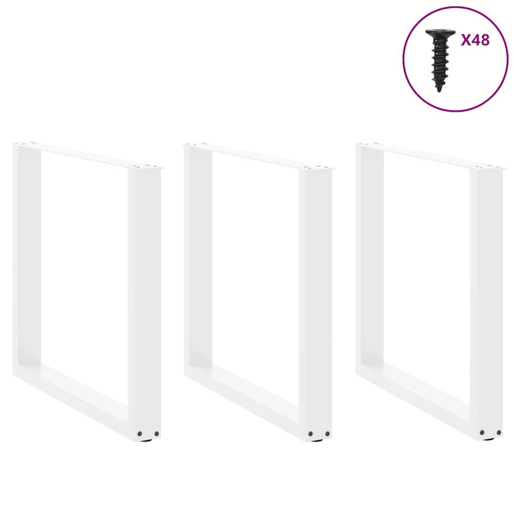 Dining table legs U-shape 3 pcs. White 90x(72-73) cm steel