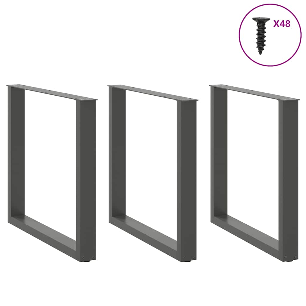Dining table legs U-shape 3 pcs. Anthracite 90x(72-73) cm steel