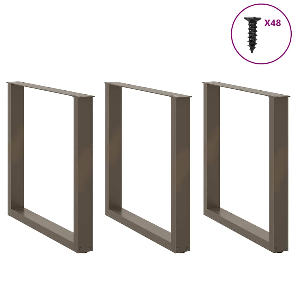 Dining table legs U-shape 3 pcs. Natural steel 90x(72-73) cm steel
