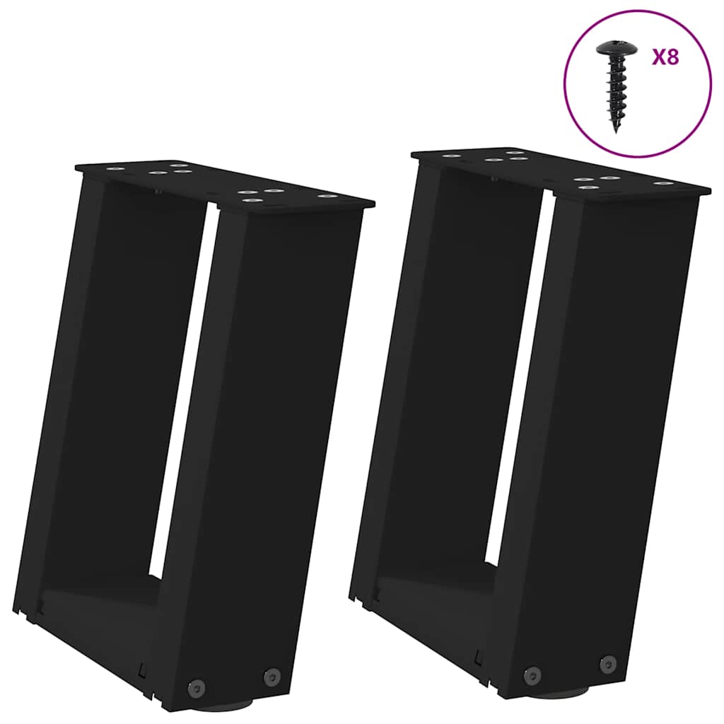 Coffee table legs U-shape 2 pcs. Black 30x(30-31) cm steel