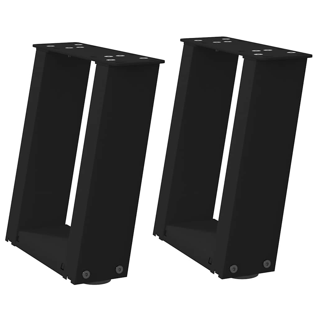 Coffee table legs U-shape 2 pcs. Black 30x(30-31) cm steel