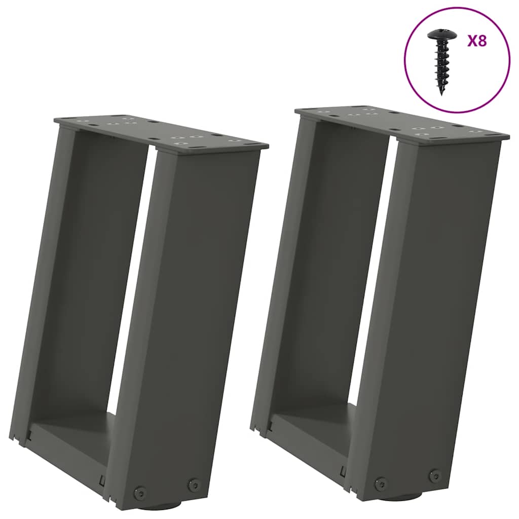 Coffee table legs U-shape 2 pcs. Anthracite 30x(30-31) cm steel