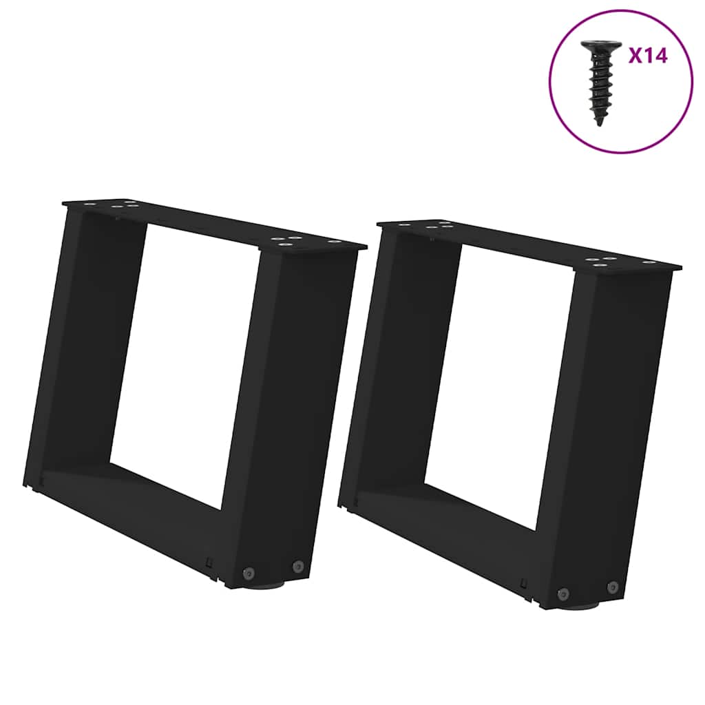 Coffee table legs U-shape 2 pcs. Black 40x(30-31) cm steel